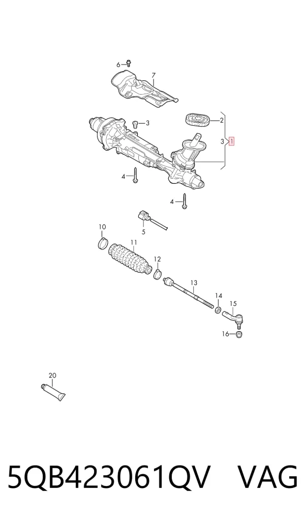 Рулевая рейка 5QB423061QV VAG