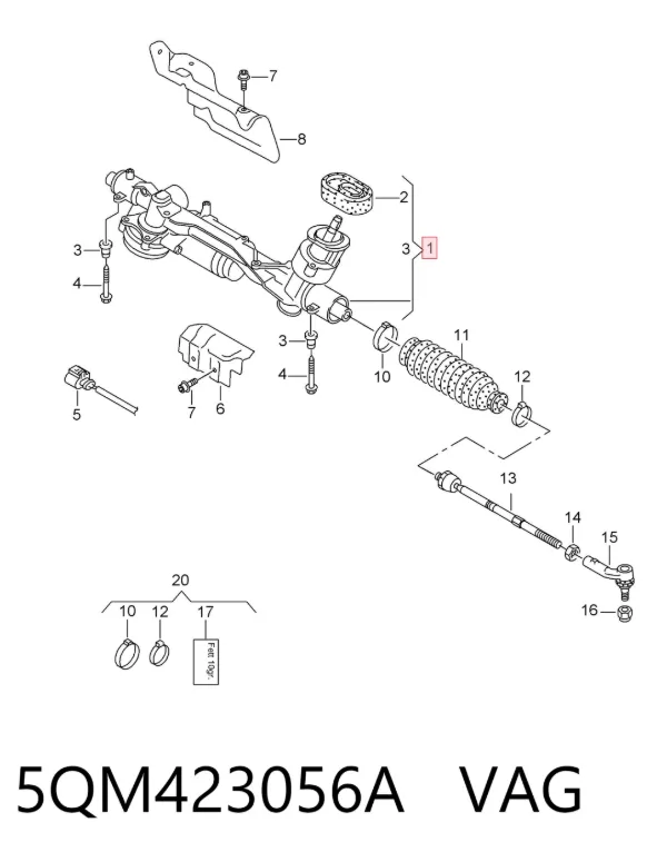 Рулевая рейка 5QM423056A VAG