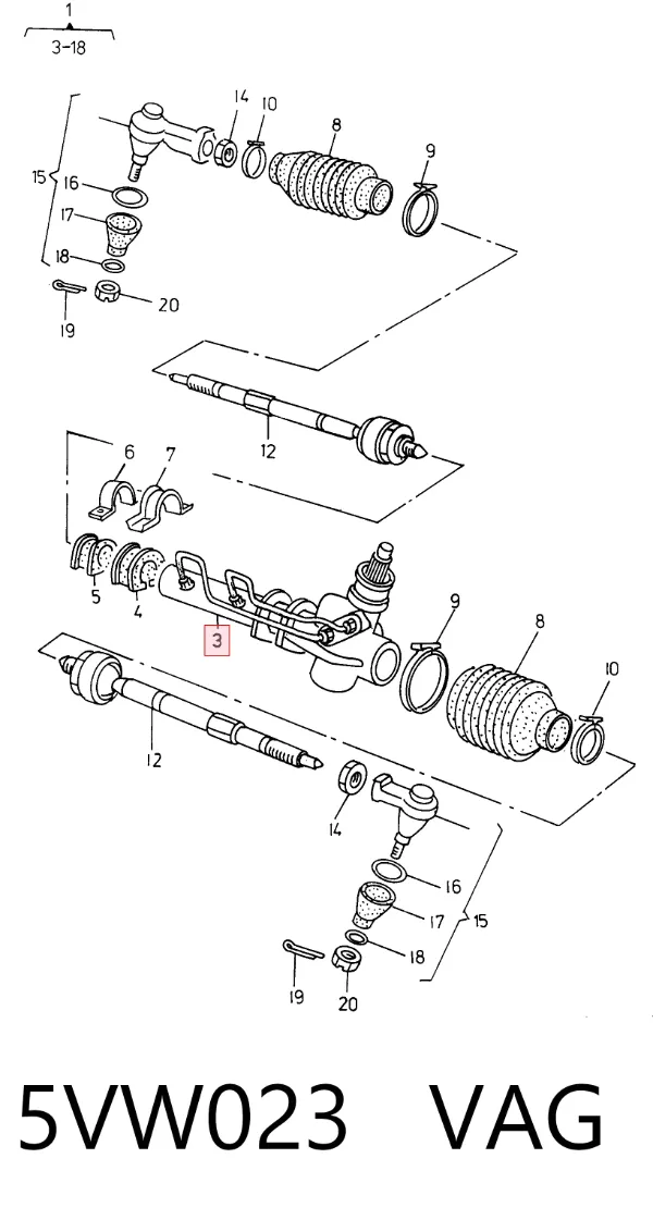 Рулевая рейка 5VW023 VAG