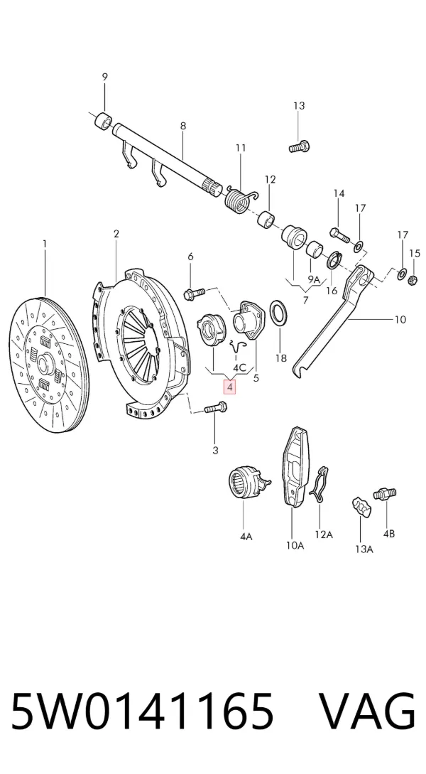Выжимной подшипник 5W0141165 VAG