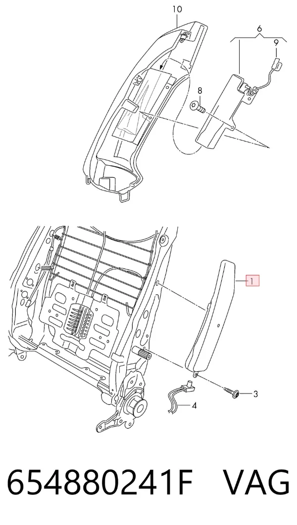 Подушка безопасности (AIRBAG) спинки сиденья левого 654880241F VAG