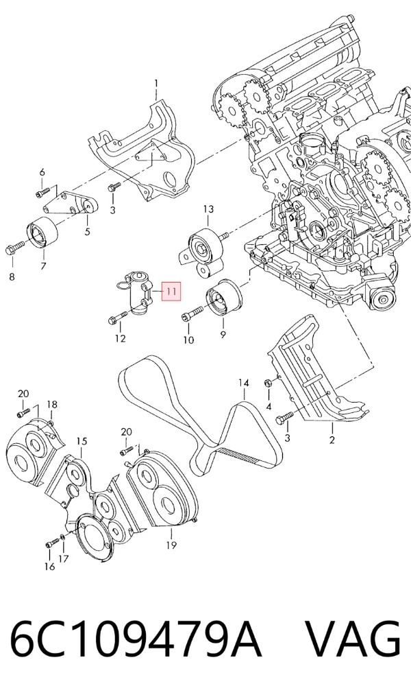Натяжитель ремня ГРМ 6C109479A VAG