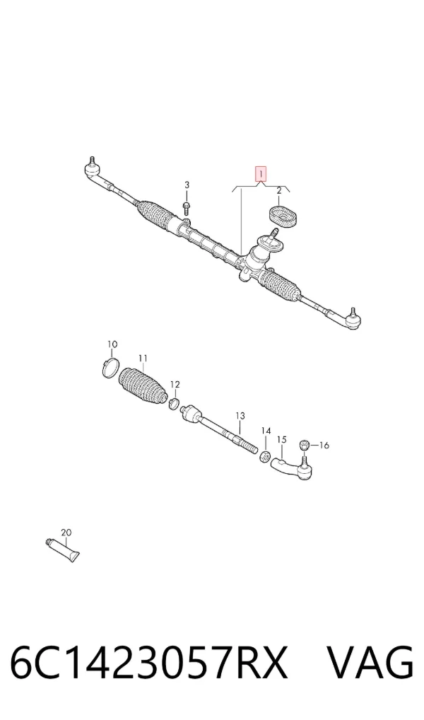Рулевая рейка 6C1423057RX VAG