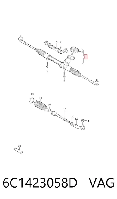 Рейка рулевая VAG 6C1423058D