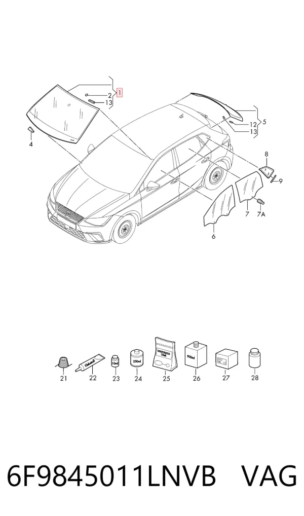 Лобовое стекло 6F9845011LNVB VAG