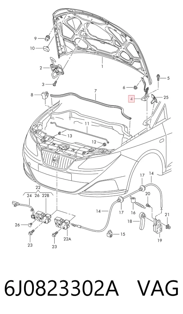 Петля капота 6J0823302A VAG