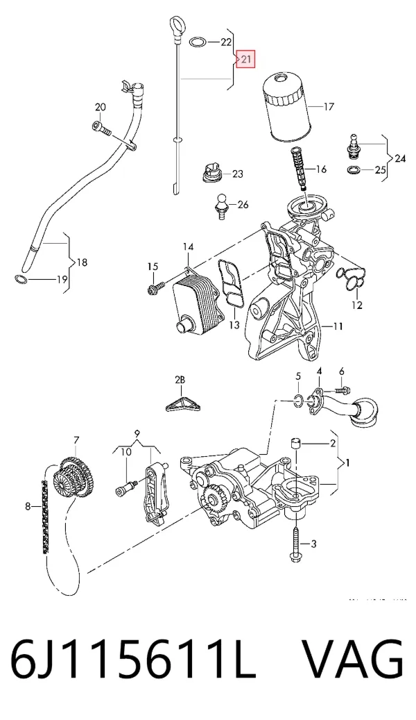 Щуп масляный 6J115611L VAG