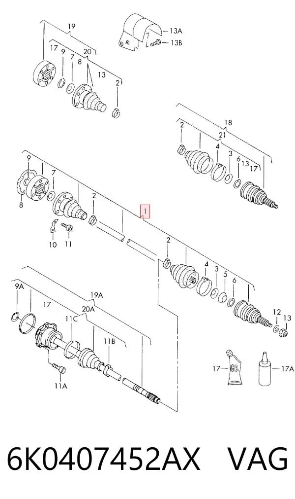 Правая полуось 6K0407452AX VAG