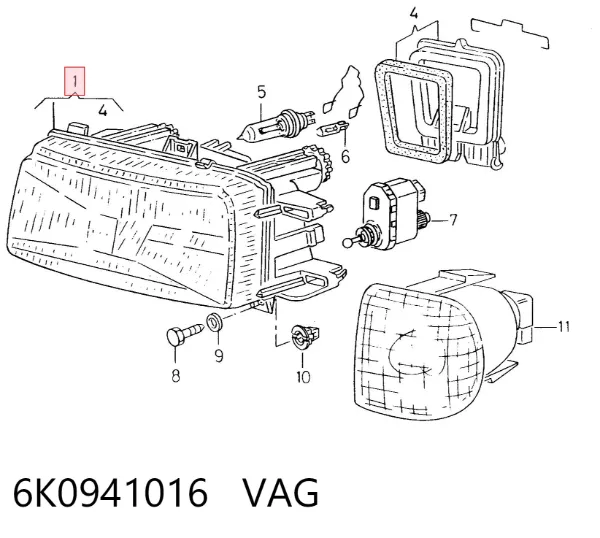 Правая фара 6K0941016 VAG