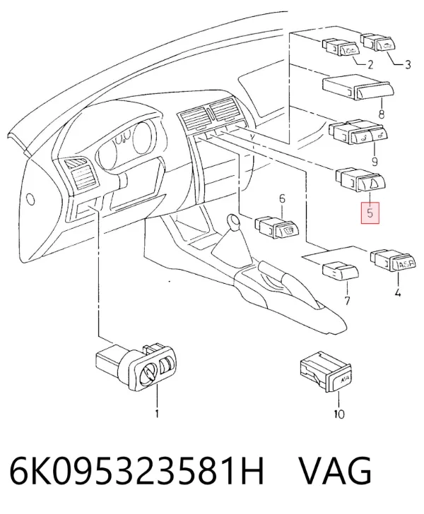 Кнопка аварийки 6K095323581H VAG