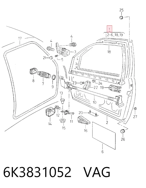 Дверь передняя правая 6K3831052 VAG