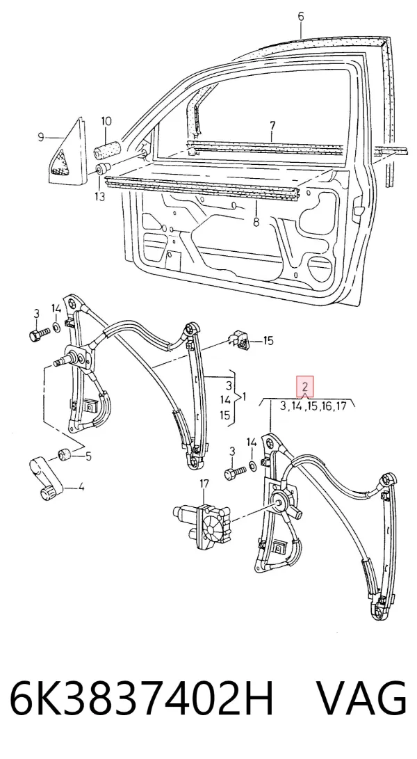 Стеклоподъемник передней правой двери 6K3837402H VAG