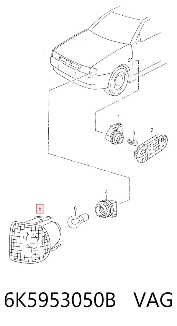 Поворотник правый 6K5953050B VAG