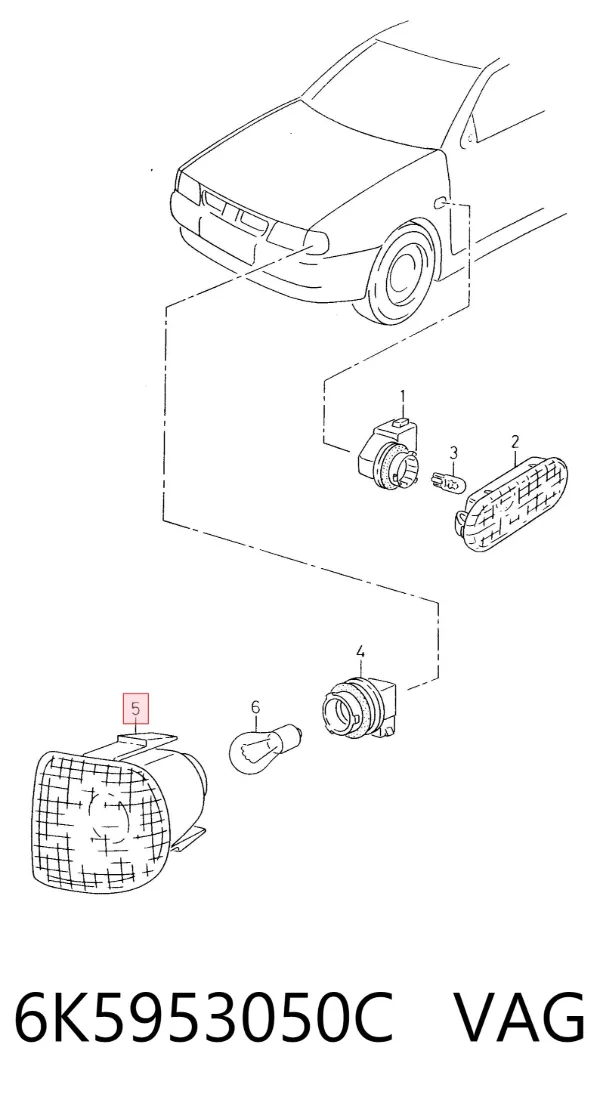 Поворотник правый 6K5953050C VAG