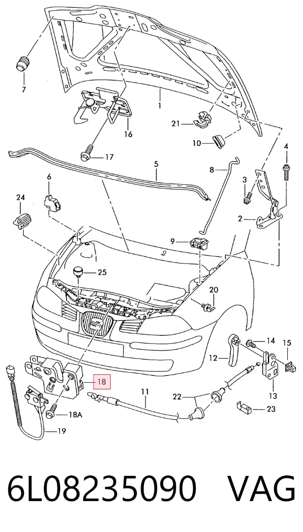 Замок капота Seat Ibiza III