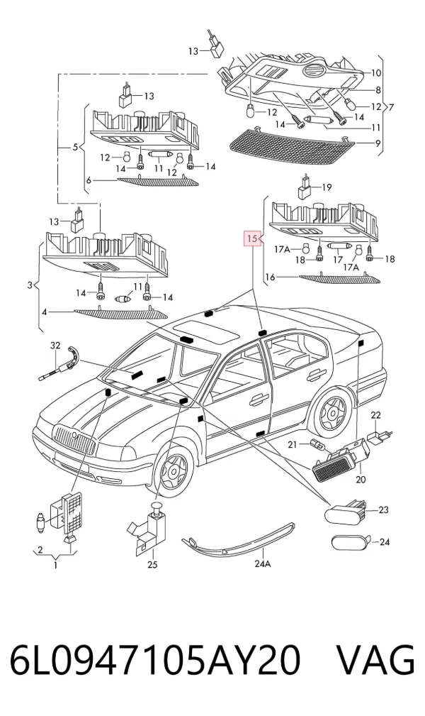 Плафон салона 6L0947105AY20 VAG