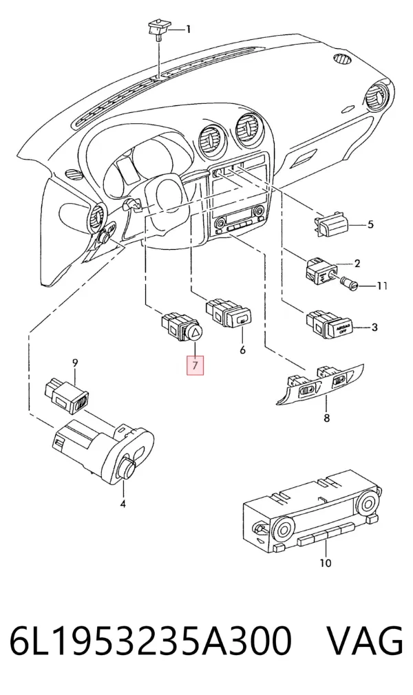 Кнопка аварийки 6L1953235A300 VAG