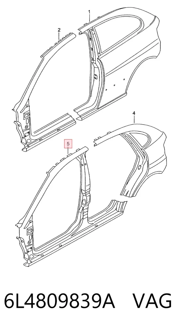 Боковина кузова левая 6L4809839A VAG