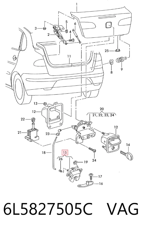 Замок багажника 6L5827505C VAG