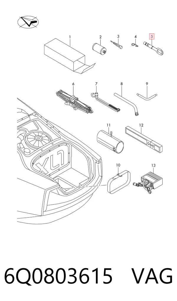 Буксировочный крюк 6Q0803615 VAG