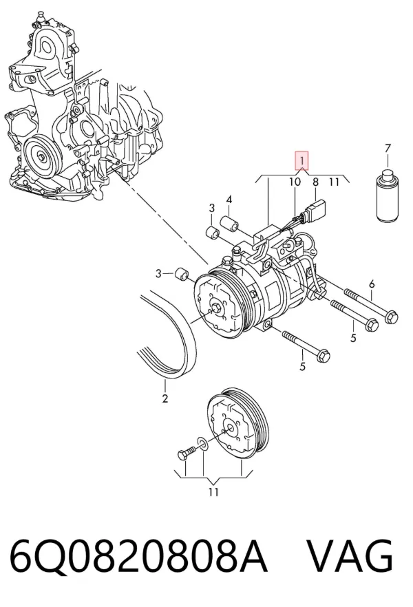 Компрессор кондиционера 6Q0820808A VAG