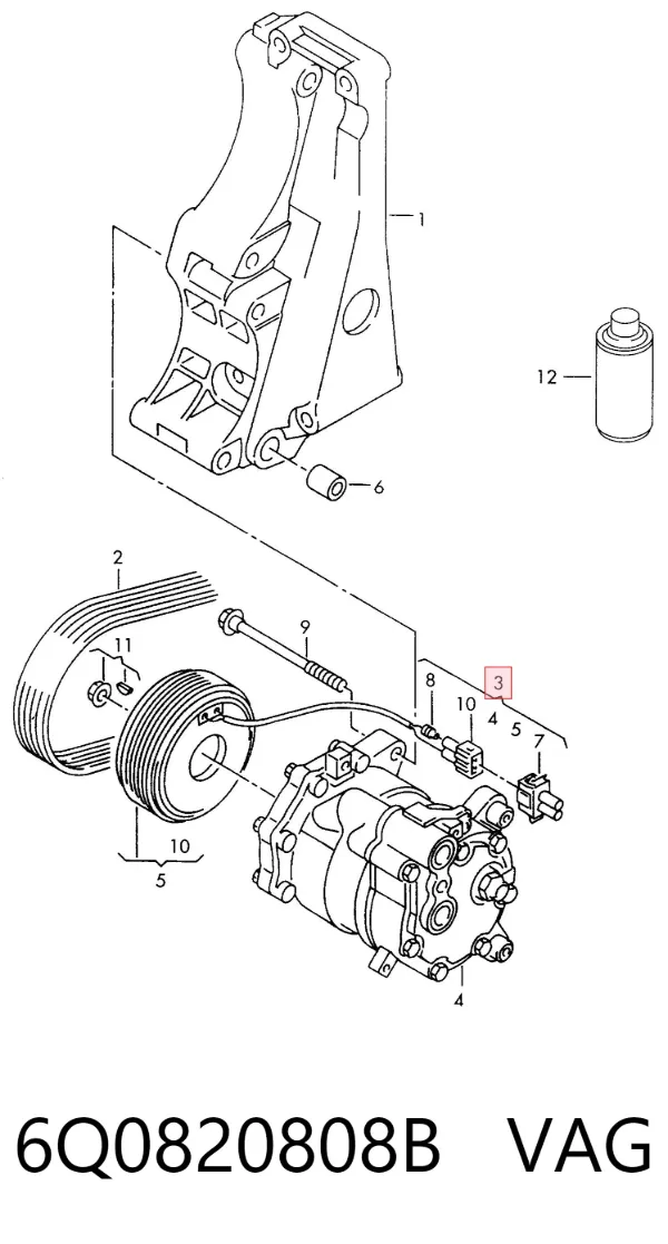 Компрессор кондиционера 6Q0820808B VAG