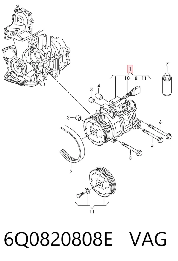 Компрессор кондиционера 6Q0820808E VAG