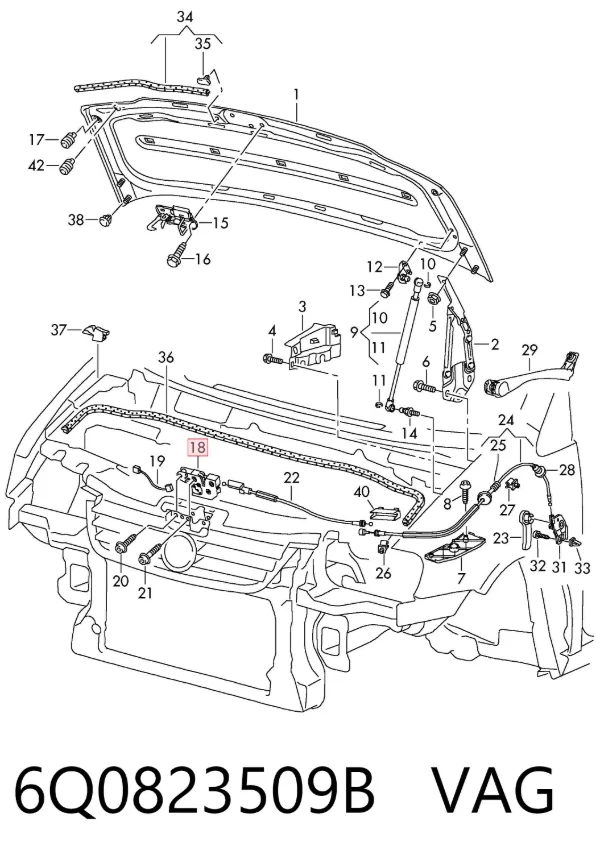 Замок капота 6Q0823509B VAG