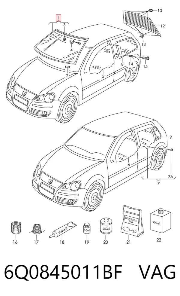 Лобовое стекло 6Q0845011BF VAG