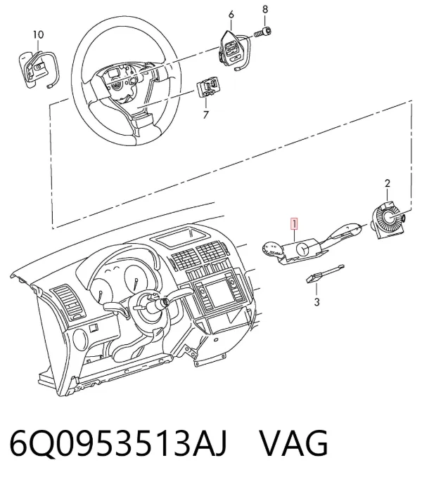 Подрулевой переключатель 6Q0953513AJ VAG