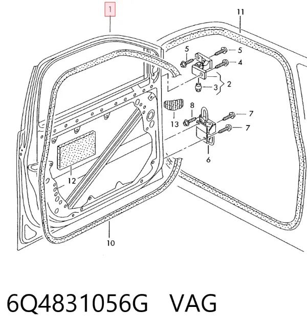 Дверь передняя правая 6Q4831056G VAG