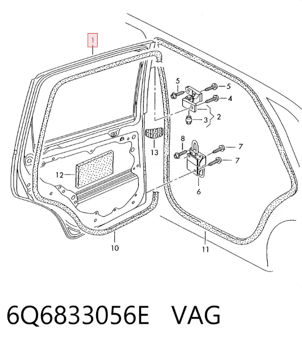 Дверь задняя правая 6Q6833056E VAG