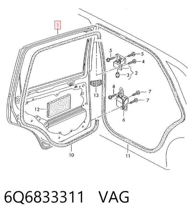Дверь задняя левая 6Q6833311 VAG