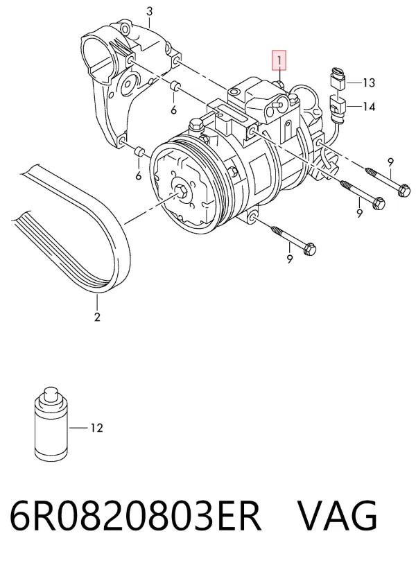 Компрессор кондиционера 6R0820803ER VAG