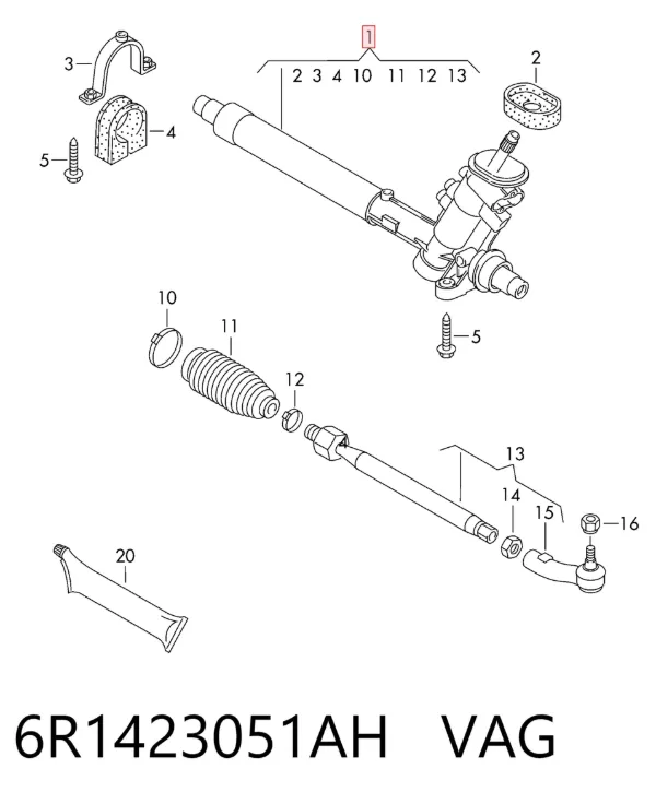 Рулевая рейка 6R1423051AH VAG