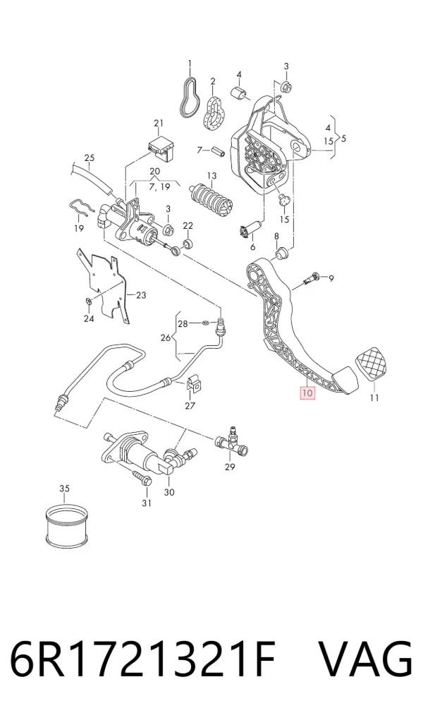 Педаль сцепления 6R1721321F VAG