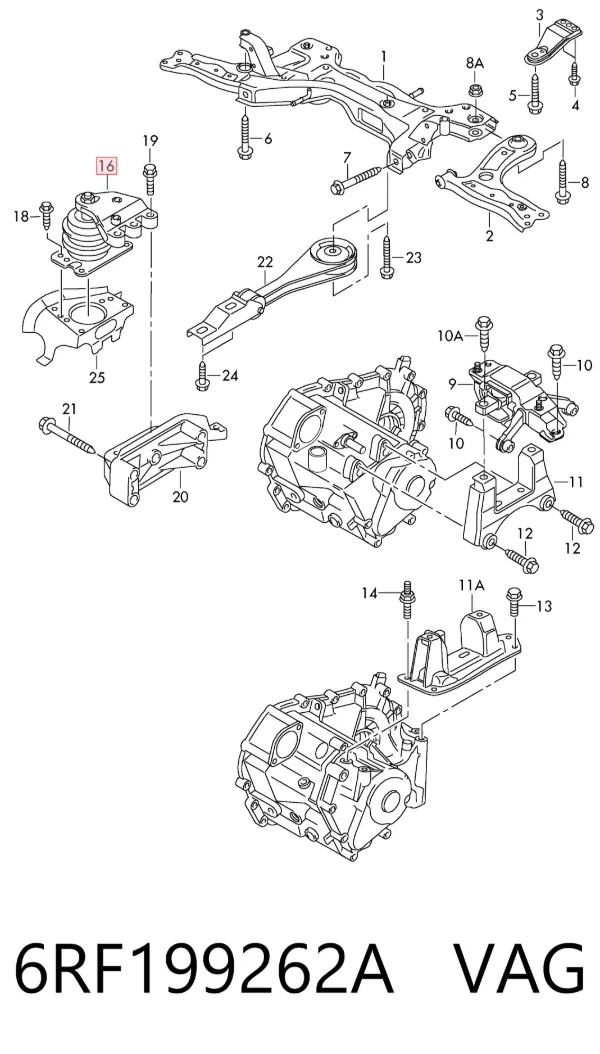 Правая подушка двигателя 6RF199262A VAG