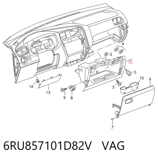 Ящик перчаточный (бардачок) 6RU857101D82V VAG