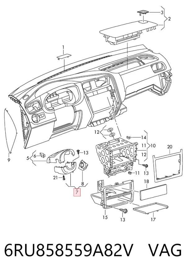 Накладка рулевой колонки 6RU858559A82V VAG