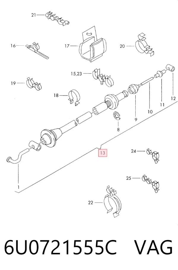 Трос газа 6U0721555C VAG