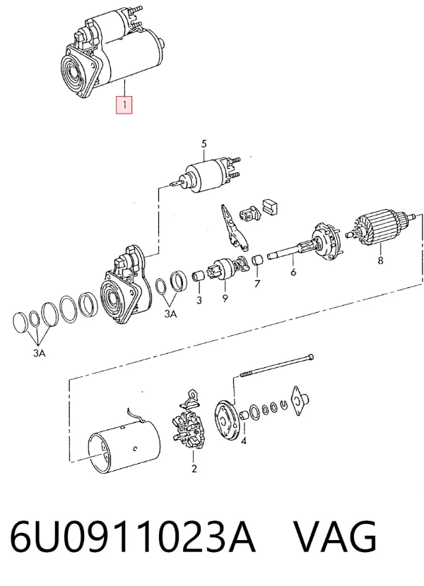 Стартер 6U0911023A VAG
