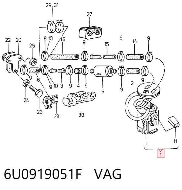 Насос топливный электрический 6U0919051F VAG