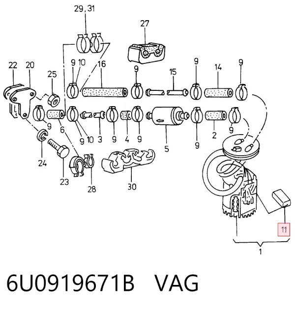 Датчик уровня топлива 6U0919671B VAG