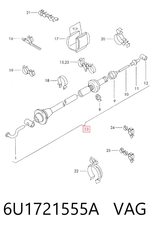 Трос газа 6U1721555A VAG