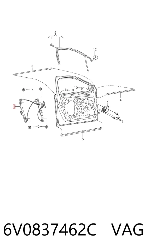 Стеклоподъемник передней правой двери 6V0837462C VAG