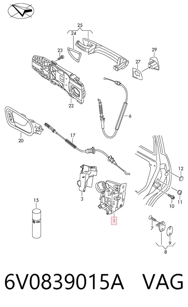 Замок двери задней левой 6V0839015A VAG