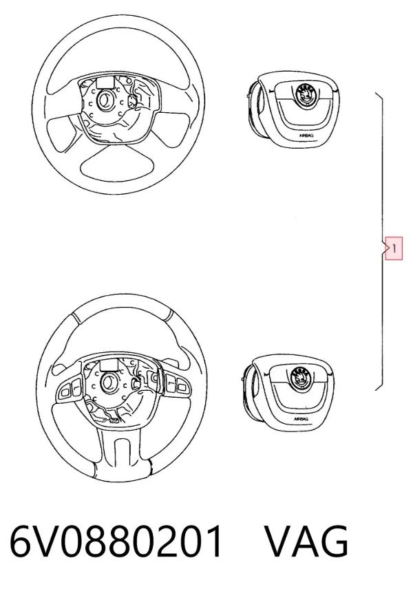 Подушка безопасности водителя 6V0880201 VAG