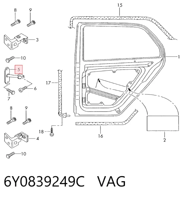 Ограничитель задней двери 6Y0839249C VAG