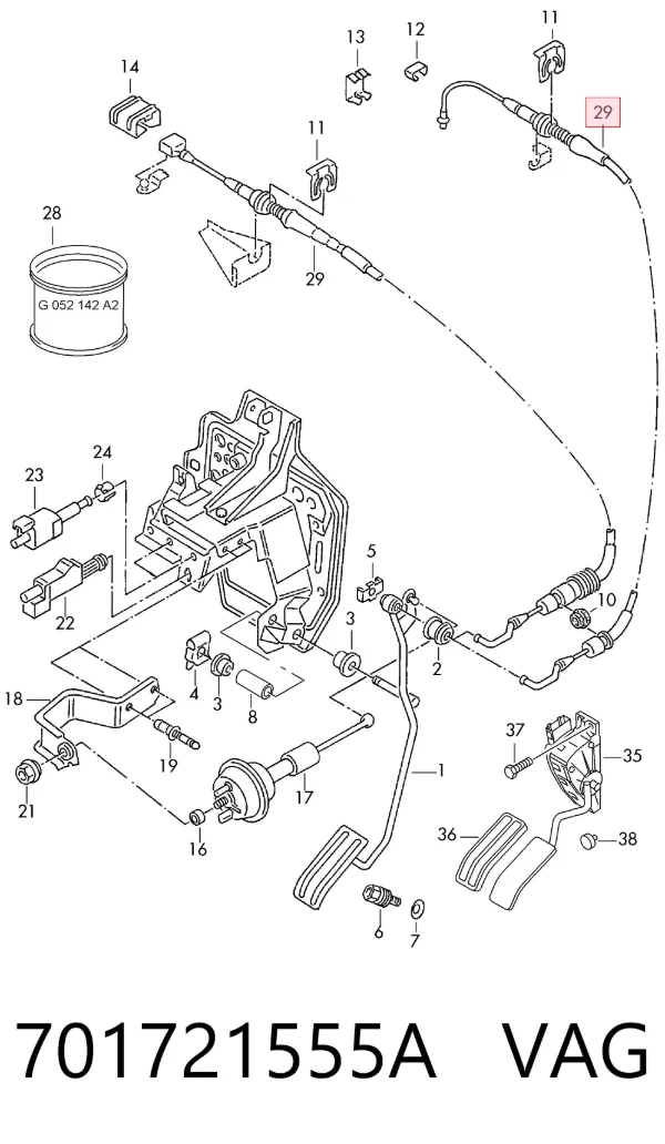Трос газа 701721555A VAG
