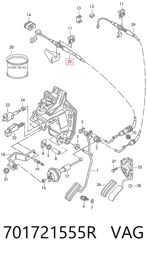 Трос газа 701721555R VAG